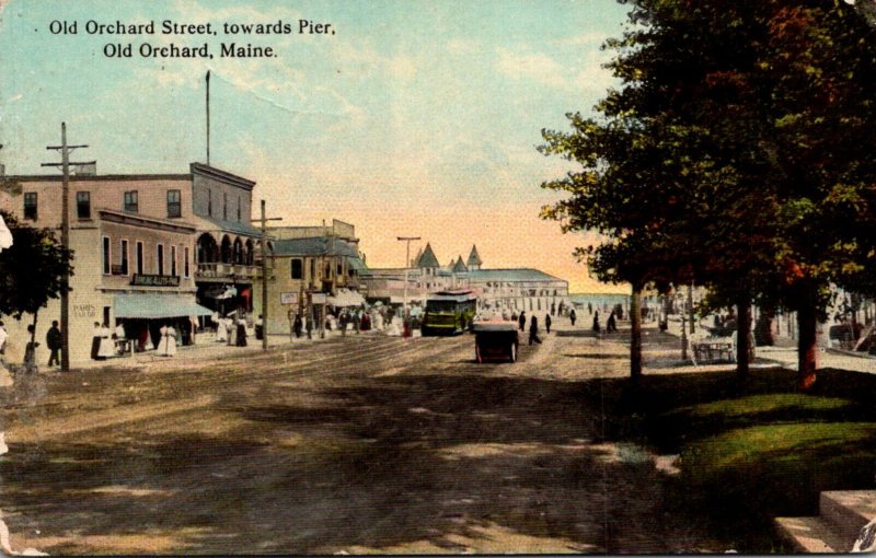 Maine Old Orchard Beach Old Orchard Street Looking Towards Pier 1913 Curteich