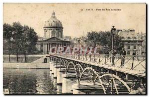 Paris Old Postcard Art Institute and Bridge