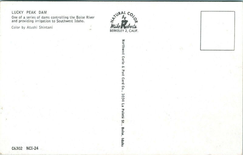 Vtg Postal 1960s Cromo Idaho Identificación Boise - Suerte Pico Dam sin Sellar