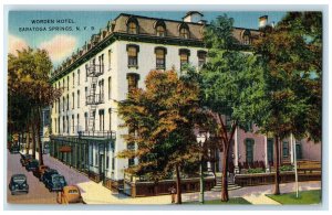 c1940's Worden Hotel & Restaurant Building Saratoga Springs New York Postcard