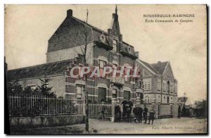 Postcard Old Rousbrugge Haringhe communal School boys