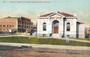 Masonic Temple Public Library Reno Nevada 1910c postcard