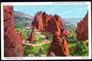 Colorado Springs Panorama of the Garden of the Gods pm1950 - Linen