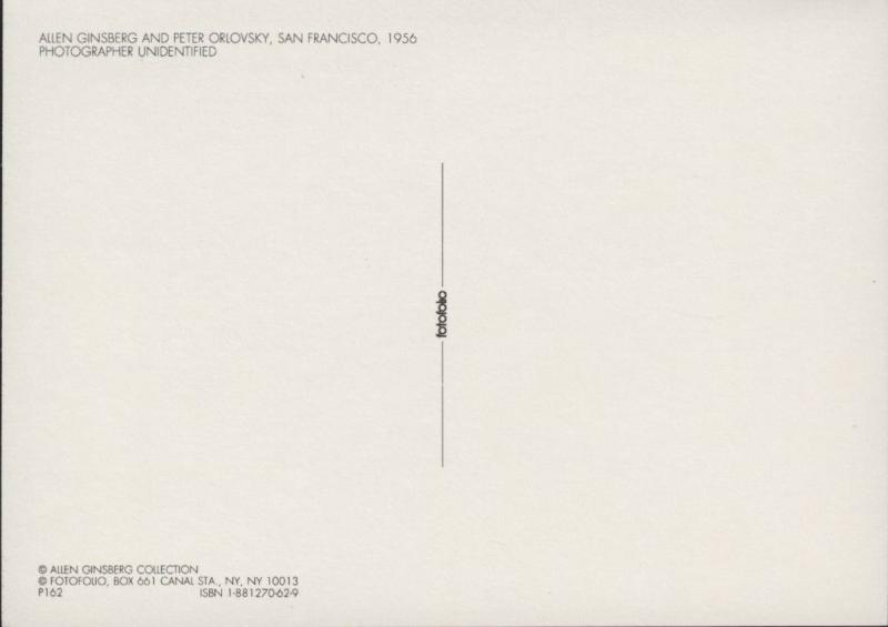 Photograph, Allen Ginsberg, Peter Orlovsky, 1956 Modern Postcard R004191