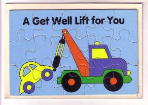 Puzzle Postcard Toy Tow Truck with Car, A Get Well Lift, Woodkrafter Kits
