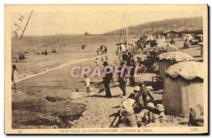 Old Postcard Deauville Fleurie Beach L & # 39Heure of Bains