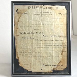 1874 Walter Bros Carpet Warehouse, New York, Notice of Intension To Open Store