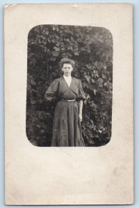 Battle Lake Minnesota MN Postcard RPPC Photo Woman In Garden 1907 Antique Posted