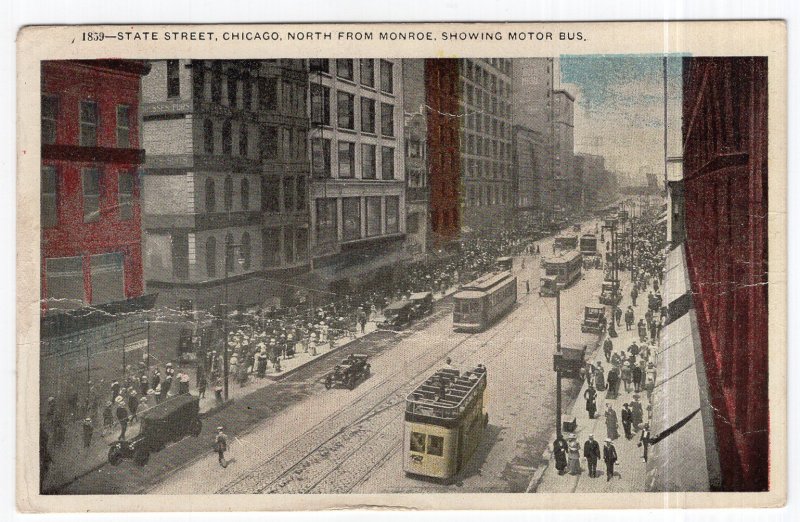 State Street, Chicago, North From Monroe, Showing Motor Bus