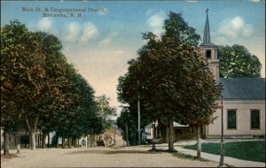 BOSCAWEN NH Main Street & Congregational Church c1910 Postcard