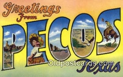 Pecos, Texas, USA Large Letter Town Unused 