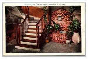 Vintage 1920's Postcard Stairway Old Absinthe House New Orleans Louisiana