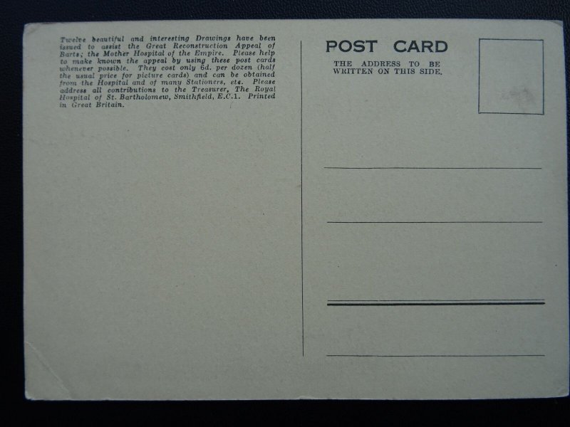 London Smithfield ST. BARTHOLOMEW HOSPITAL Governors Hall Old Appeal Postcard