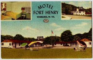 Old WHEELING W Va FORT HENRY MOTEL Roadside Postcard 
