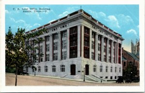 Postcard Texas Austin U. S. Land Office Building Parked Old Cars 1920s S55