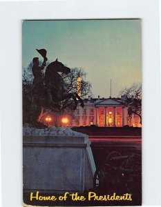 Postcard Home of the Presidents Night View of White House Washington DC USA