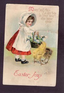 Antique EasterPretty Young girl in Bonnet postcard Ellen Clapsaddle 1916