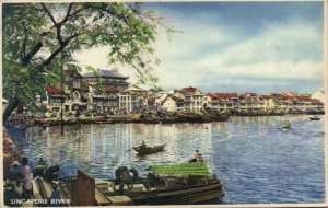 PC CPA SINGAPORE, SINGAPORE RIVER, Vintage Postcard (b18711)