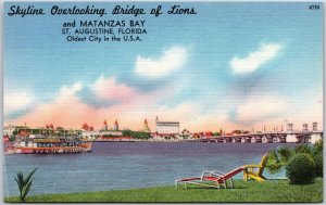 Skyline Overlooking Bridge of Lions & Matanzas Bay St Augustine Florida Postcard