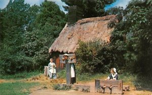 Thatched House in Salem, Massachusetts Pillory & Stocks, Pioneer Village.