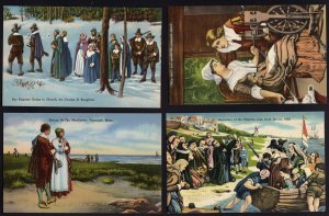 Lot 7 MA Plymouth Pilgrims Mayflower Pilgrim Maiden Priscilla John Alden ~ Linen