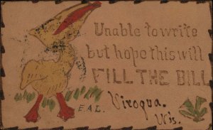 Viroqua Wisconsin WI Duck Leather Novelty 1906 Used Postcard