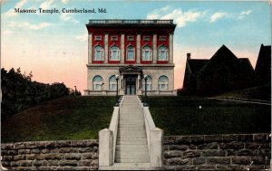 Postcard MD Cumberland Masonic Temple