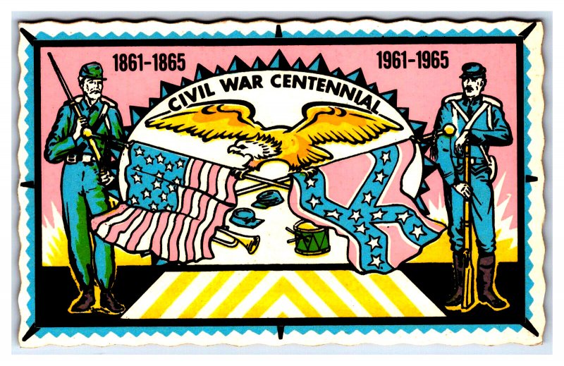 Civil War Centennial Day Glo Imprint Art Self-Stick Sticker Postcard UNP P17