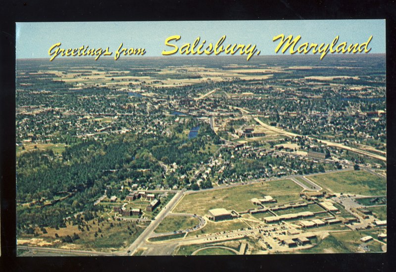 Salisbury, Maryland/MD Postcard, Aerial View Of Community, Business District