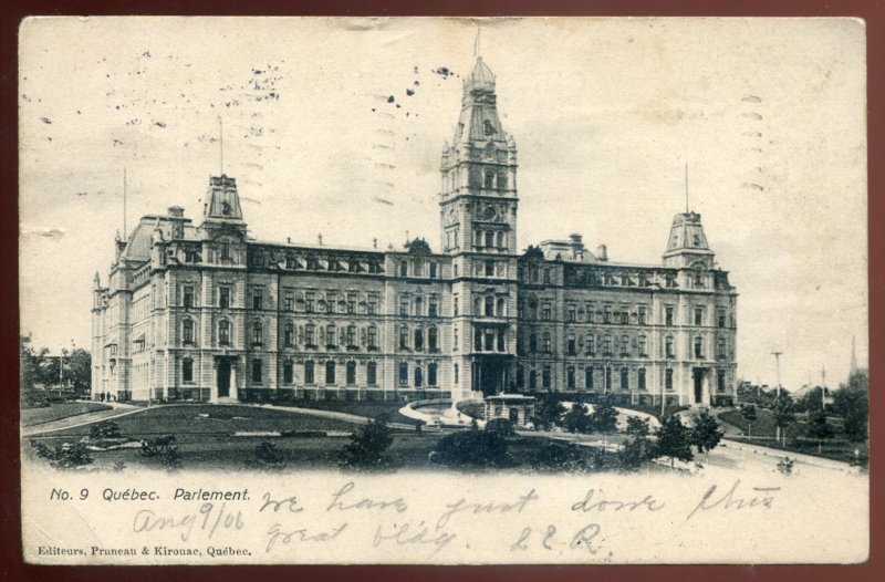 dc2008 - QUEBEC CITY Postcard 1906 Parliament Building by Pruneau & Kirouac