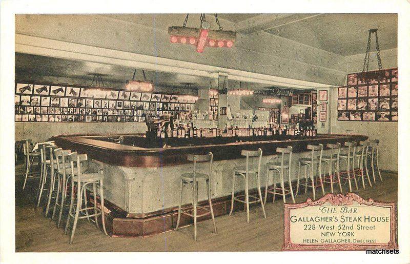 1920s Interior Bar Gallagher's Steak House Lumitone Photoprint postcard 2233