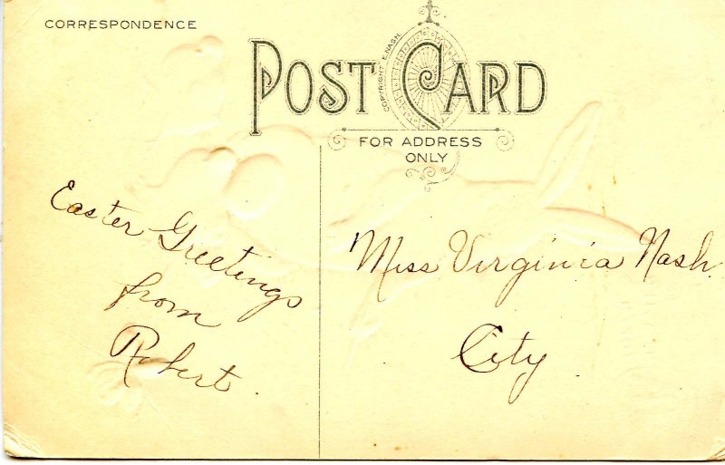 Greeting - Easter. Bunny & Chicks