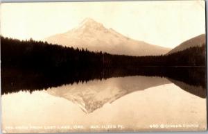 RPPC Mt. Hood from Lost Lake Oregon c1940 Vintage Postcard Q14