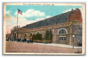 Vintage 1931 Postcard Antique Cars Fifth Regiment Armory Baltimore Maryland