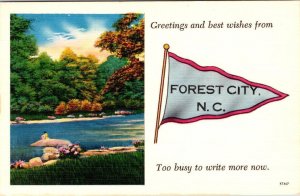 Forest City, NC North Carolina  PENNANT Greetings  RUTHERFORD COUNTY  Postcard