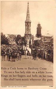 uk41515 banbury cross real photo uk lady on a white horse