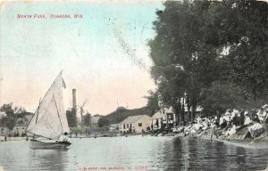 Oshkosh Wisconsin 1908 Postcard North Park Sailboat