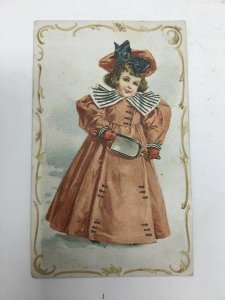 Chicago Cottage Organ Co Victorian Trade Card Kingsbury Piano Girl Pink Dress 