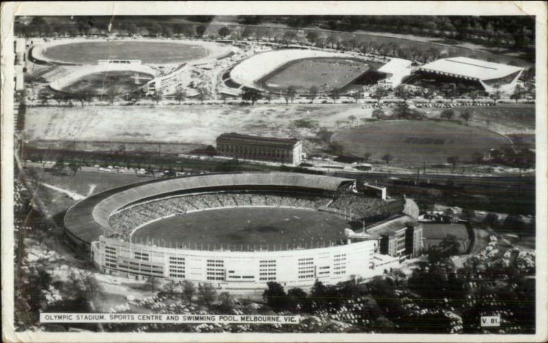 Melbourne Australia Olympic Stadium & Swimming Pool Real Photo Postcard