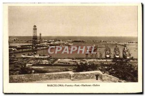 Postcard Old Port Harbor Hafen Puerto Barcelona Boat