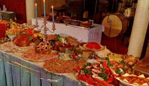 Kingstown Inn Buffet Table RI Drum Set Piano Lobster Smorgasbord postcard H380 