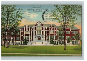 1942 State Ball University Muncie Postcard Indiana Arts Building Linen Posted