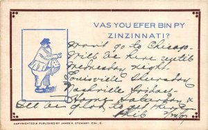 BUM HOBO COMIC CINCINNATI OHIO COMIC POSTCARD 1907