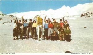 1950s New Zealand Skiing Party Postcard National Park New Zealand 2657