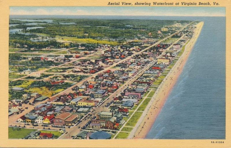 Aerial View showing the Waterfront - Virginia Beach VA, Virginia - Linen