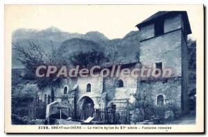 Postcard Old Gresy sur Isere Old church of the XV century Roman Fountain