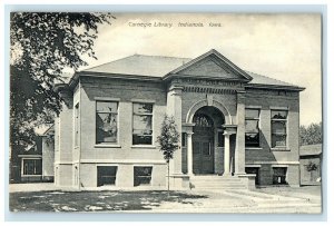 c1910's Carnegie Library Building Scene Street Indianola Iowa IA  Postcard 