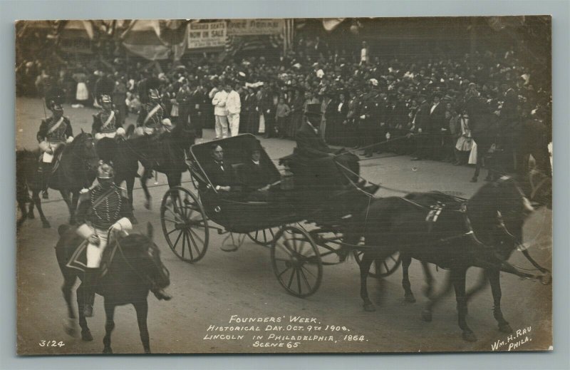 PHILADELPHIA PA HISTORICAL DAY 1908 ANTIQUE REAL PHOTO POSTCARD RPPC