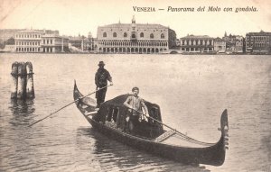 Vintage Postcard 1910's Panorama Del Molo Con Gondola Venezia Italy