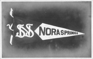 Nora Springs Iowa Pennant Flag Real Photo Antique Postcard K81368